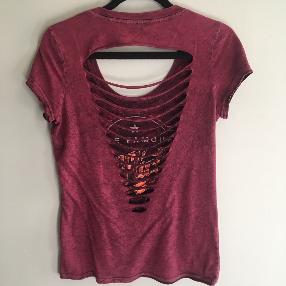 Affliction Reversible back slashed T-shirt